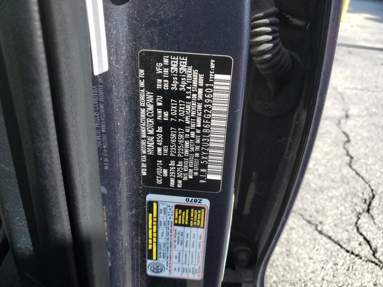 5XYZU3LB6FG239601 2015 Hyundai Santa Fe Sport