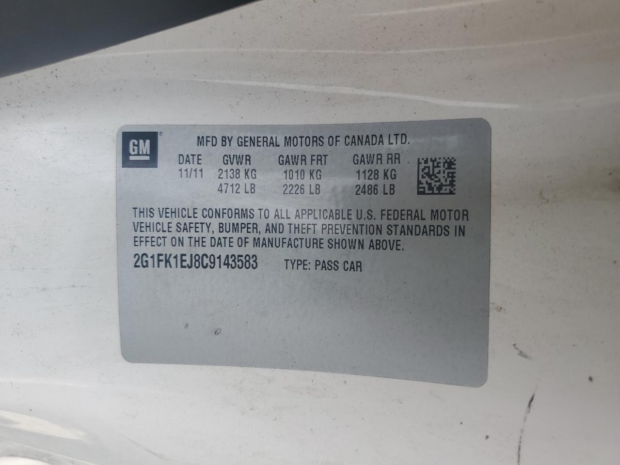 2G1FK1EJ8C9143583 2012 Chevrolet Camaro 2Ss