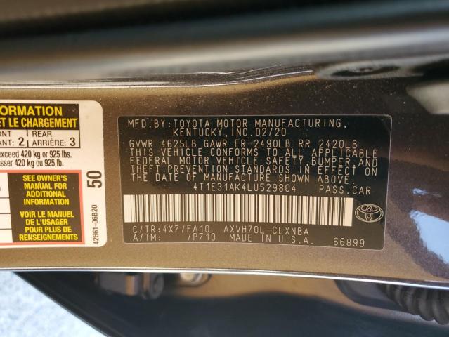 VIN 4T1E31AK4LU529804 2020 Toyota Camry, LE no.12