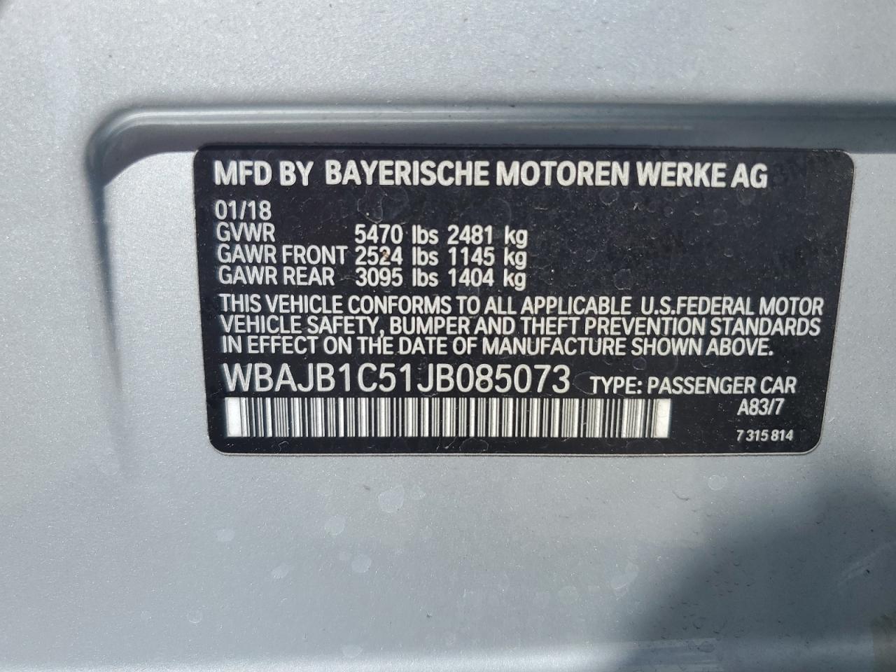 WBAJB1C51JB085073 2018 BMW 530Xe