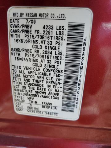 2010 Nissan Rogue S VIN: JN8AS5MT7AW001343 Lot: 56105964