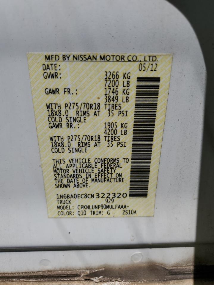 1N6BA0EC8CN322320 2012 Nissan Titan S