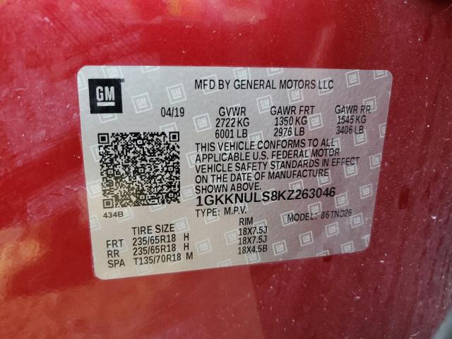 2019 GMC Acadia Slt-1 VIN: 1GKKNULS8KZ263046 Lot: 55015554
