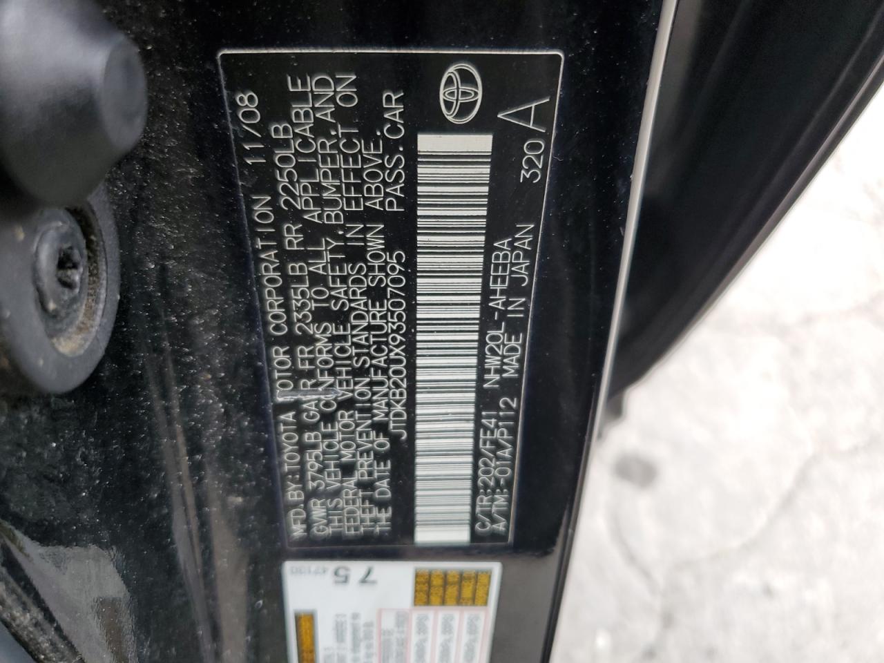 JTDKB20UX93507095 2009 Toyota Prius