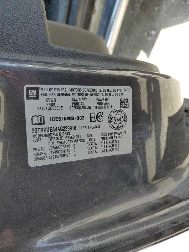 3GTRKUEA4AG229918 2010 GMC Sierra K1500 Sl