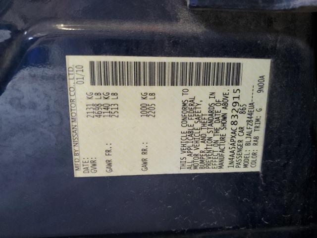 2010 Nissan Maxima S VIN: 1N4AA5APXAC832915 Lot: 52539934