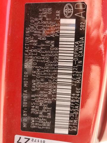 2008 Toyota Corolla Matrix Xr VIN: 2T1KR32E18C699908 Lot: 53440384