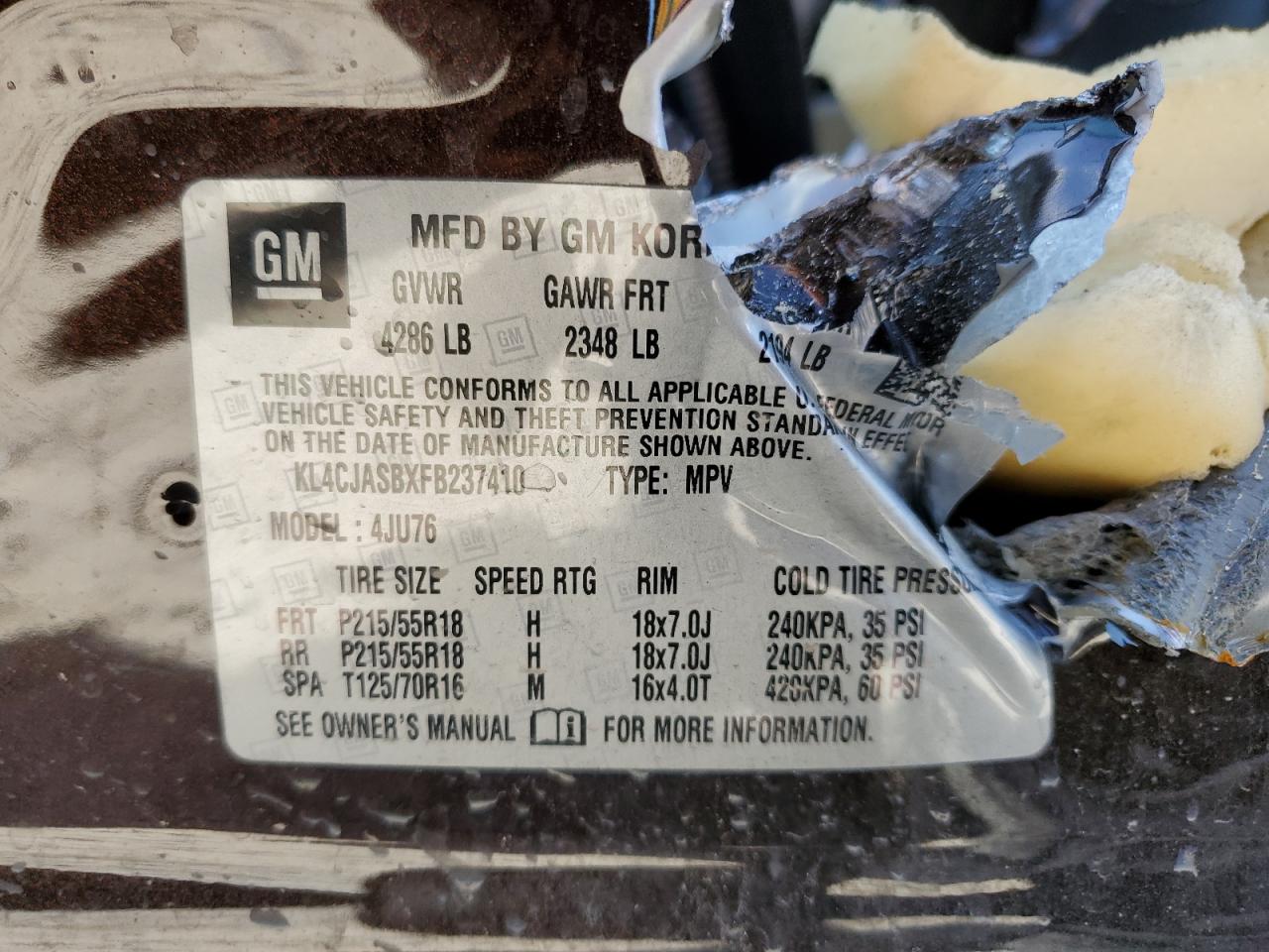 KL4CJASBXFB237410 2015 Buick Encore