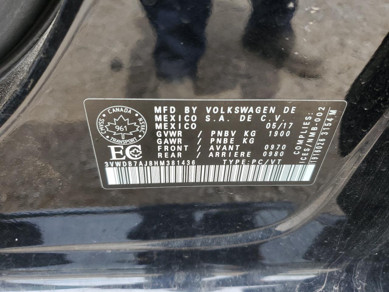 3VWDB7AJ8HM381436 2017 Volkswagen Jetta Se