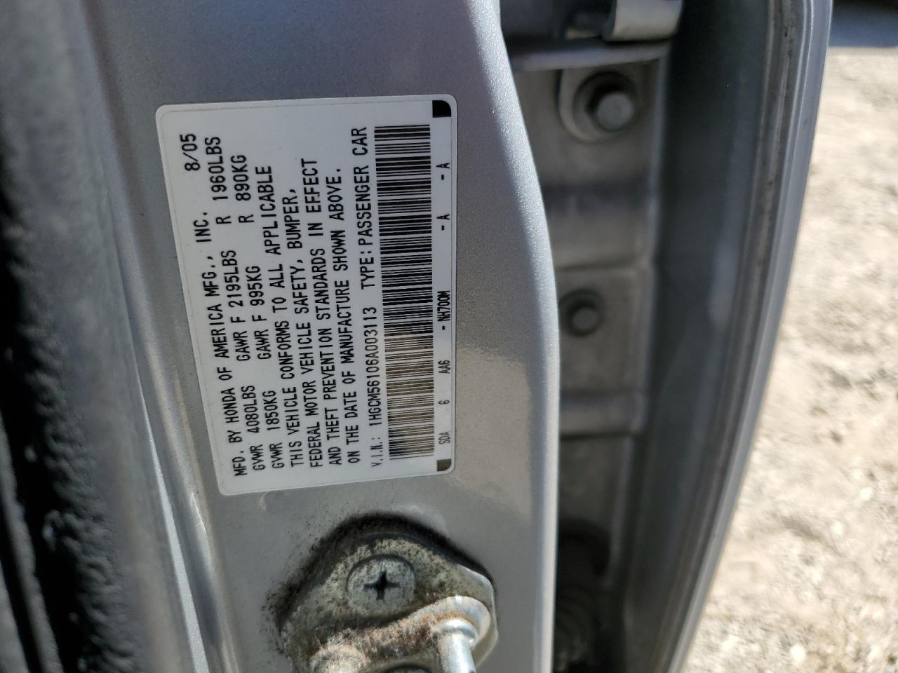 1HGCM56106A003113 2006 Honda Accord Value