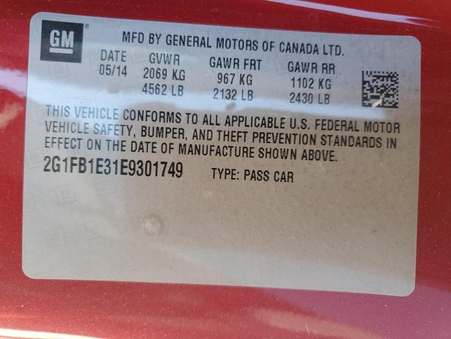 2014 Chevrolet Camaro Lt VIN: 2G1FB1E31E9301749 Lot: 53909454