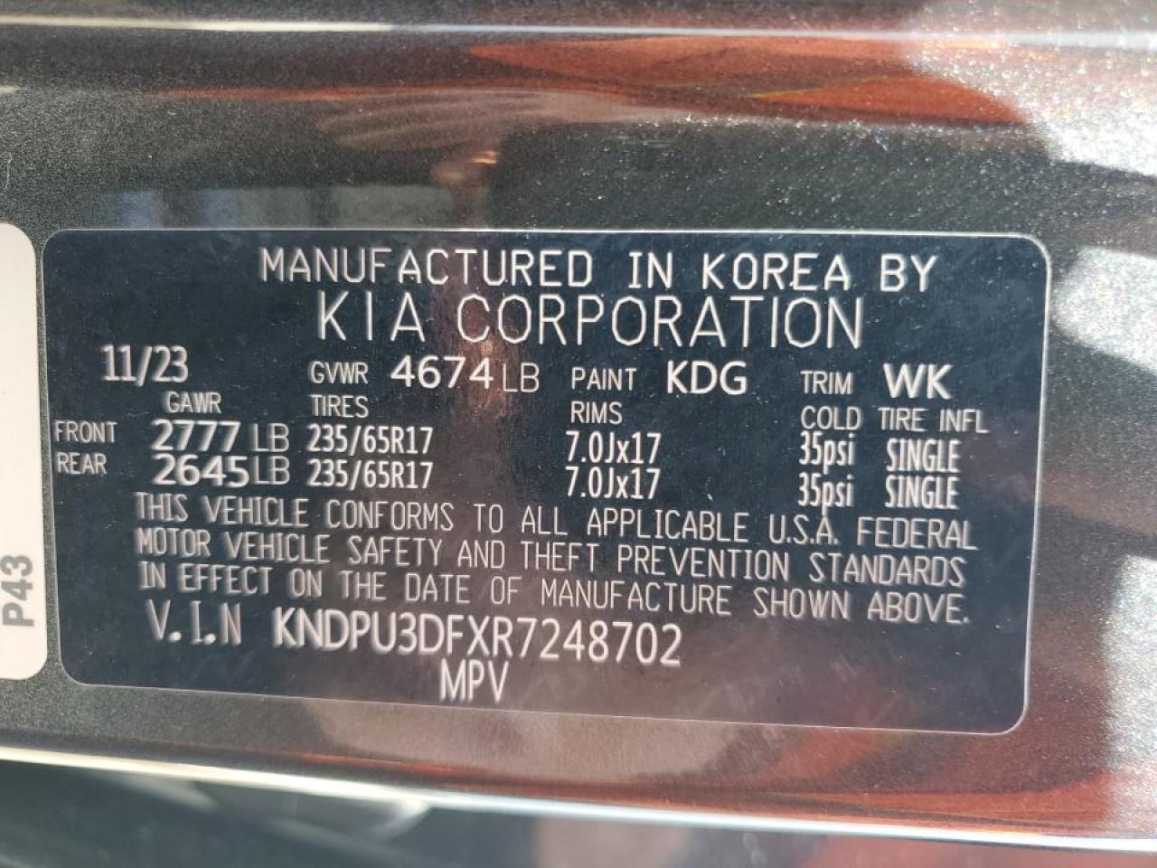 KNDPU3DFXR7248702 2024 Kia Sportage Lx