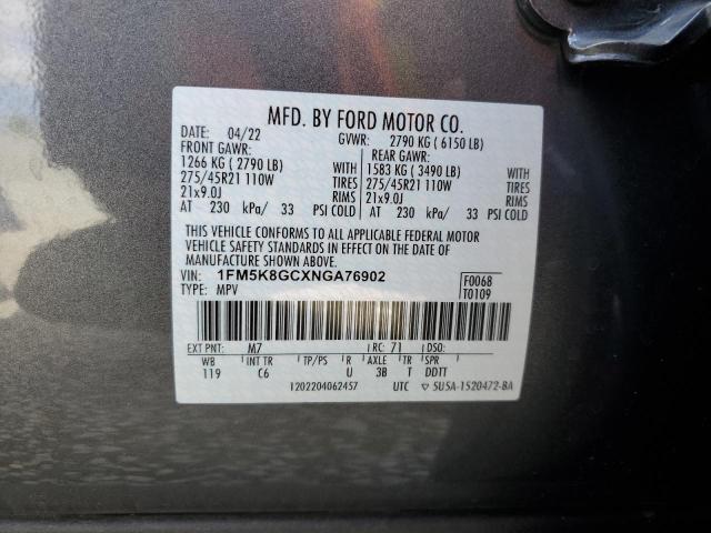 2022 Ford Explorer St VIN: 1FM5K8GCXNGA76902 Lot: 56223184