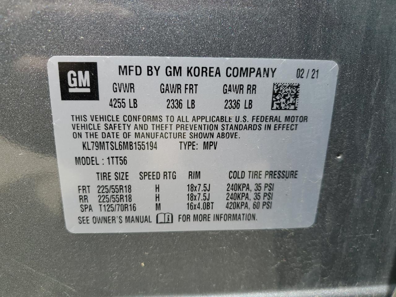 KL79MTSL6MB155194 2021 Chevrolet Trailblazer Rs