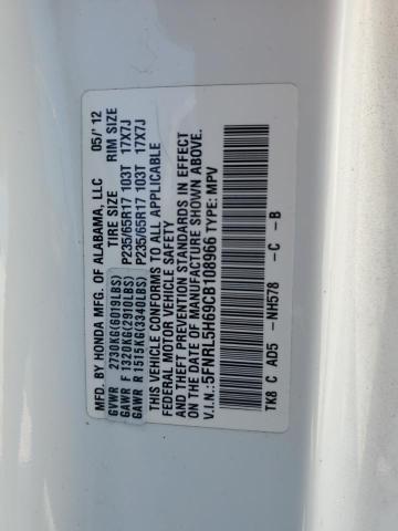 2012 Honda Odyssey Exl VIN: 5FNRL5H69CB108966 Lot: 55399964