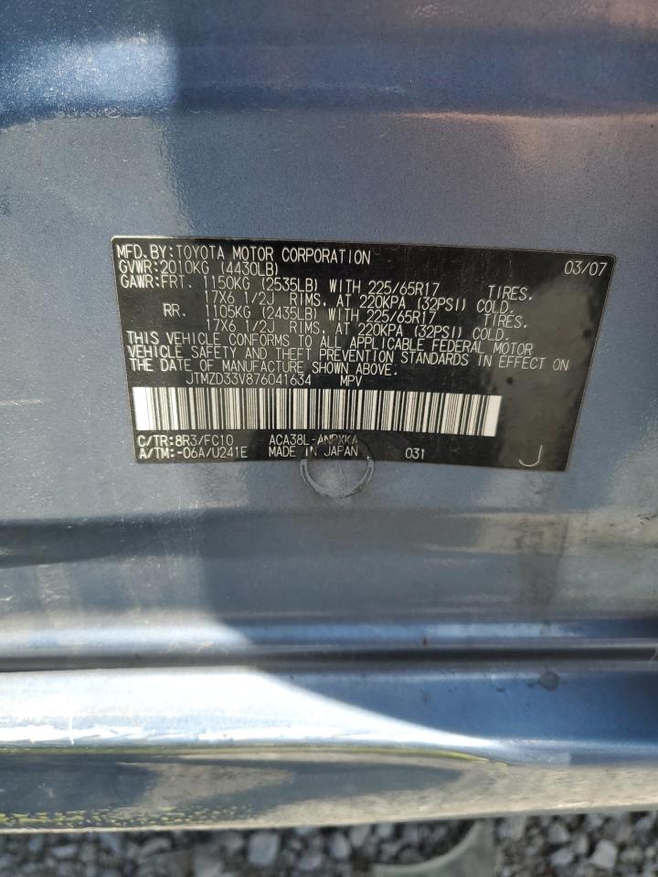 JTMZD33V876041634 2007 Toyota Rav4