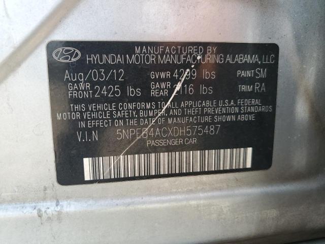 2013 Hyundai Sonata Gls VIN: 5NPEB4ACXDH575487 Lot: 54846154