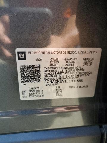 2020 Chevrolet Equinox Lt VIN: 3GNAXKEV1LL331586 Lot: 54328714