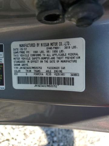 2007 Nissan 350Z Coupe VIN: JN1BZ34D27M505752 Lot: 56406894