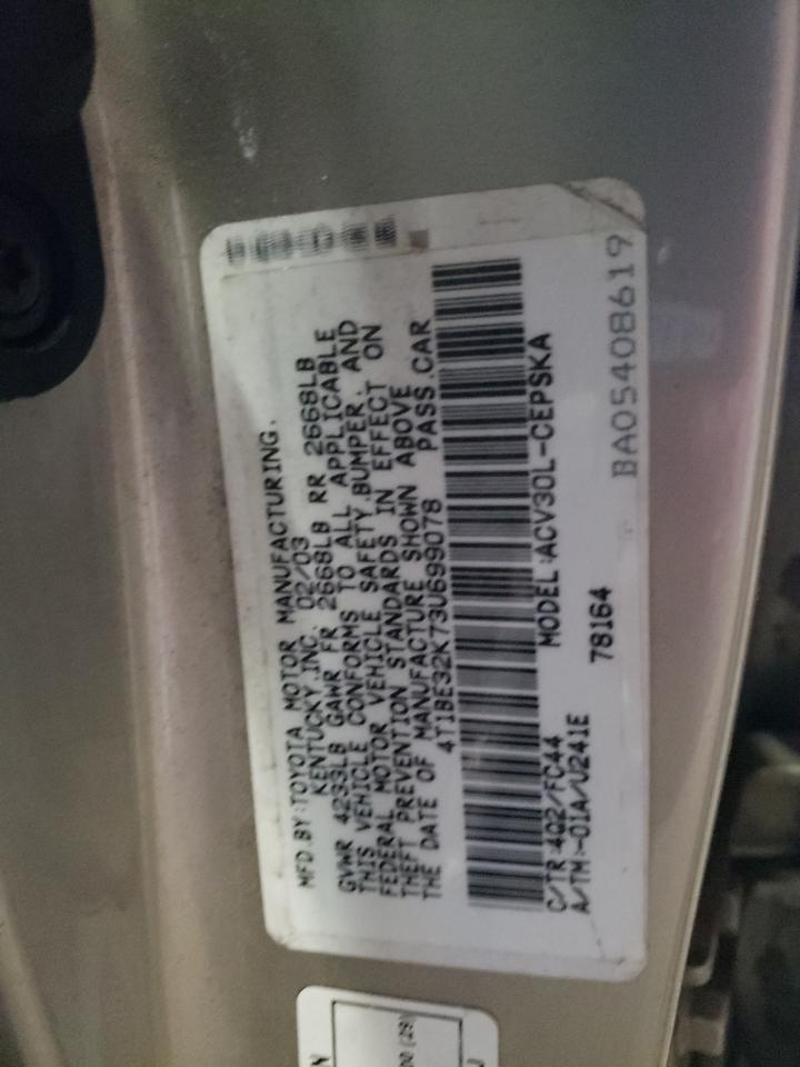 4T1BE32K73U699078 2003 Toyota Camry Le