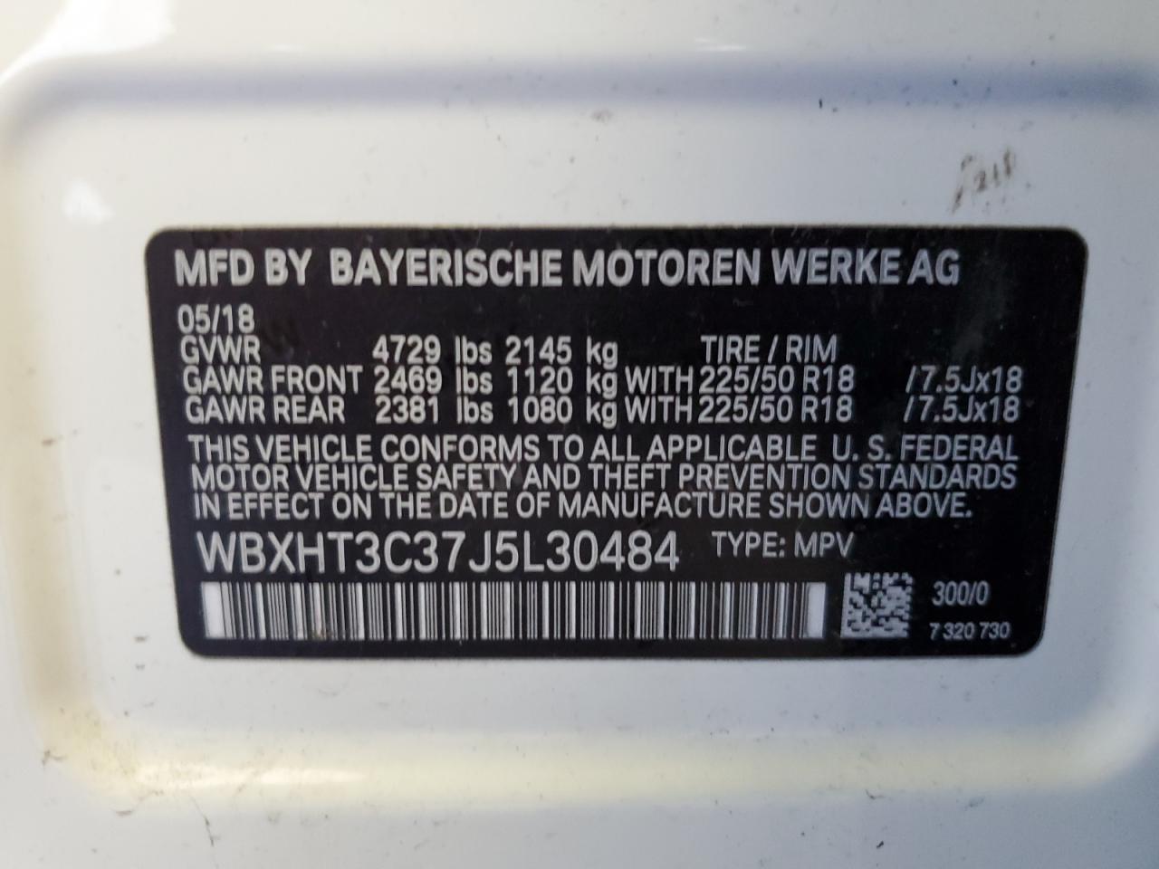 WBXHT3C37J5L30484 2018 BMW X1 xDrive28I