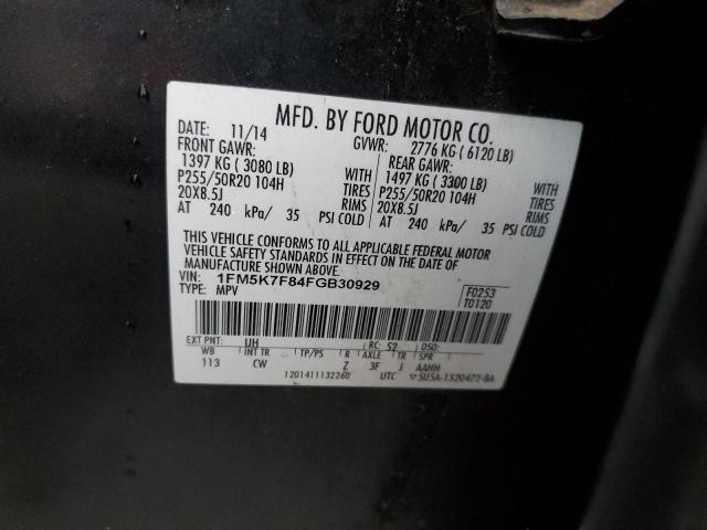 2015 Ford Explorer Limited VIN: 1FM5K7F84FGB30929 Lot: 54973354