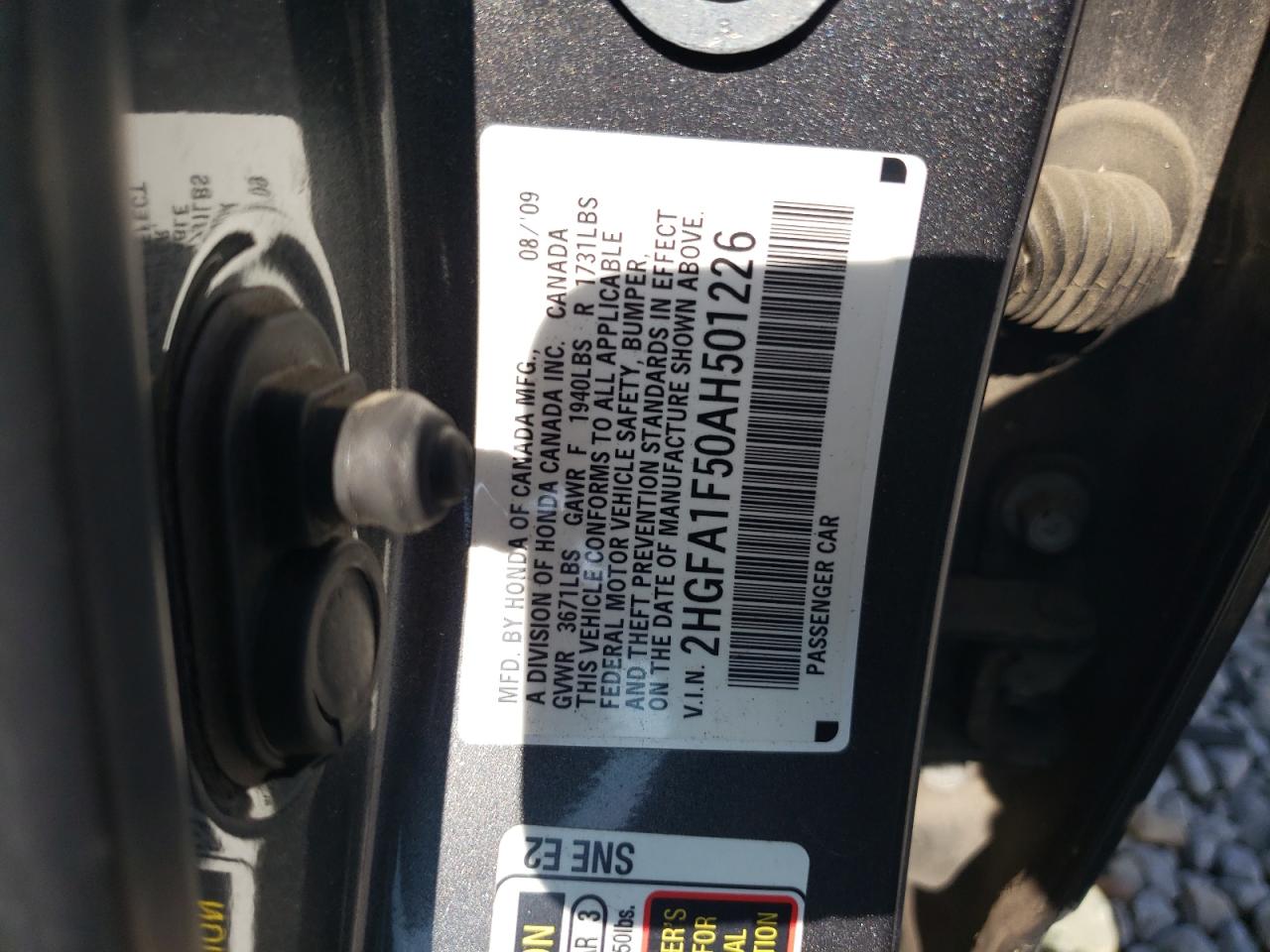 2HGFA1F50AH501226 2010 Honda Civic Lx