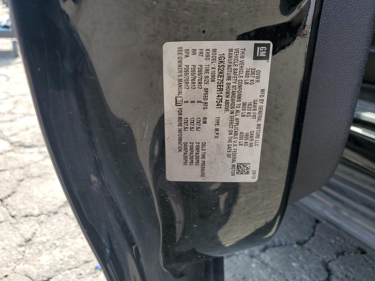 1GKS2KE75ER147541 2014 GMC Yukon Xl K1500 Slt