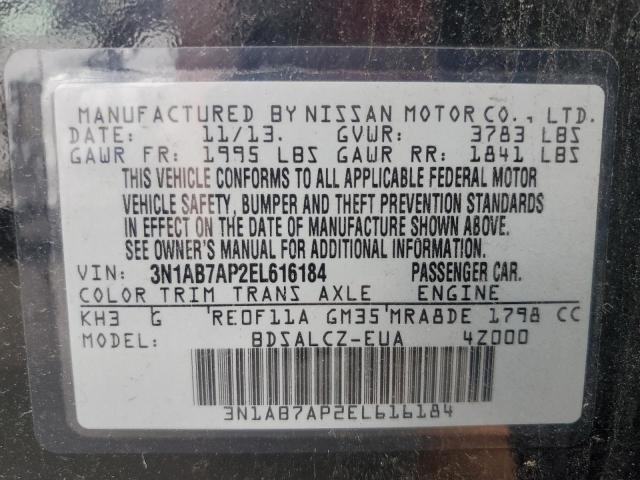 2014 Nissan Sentra S VIN: 3N1AB7AP2EL616184 Lot: 56796304