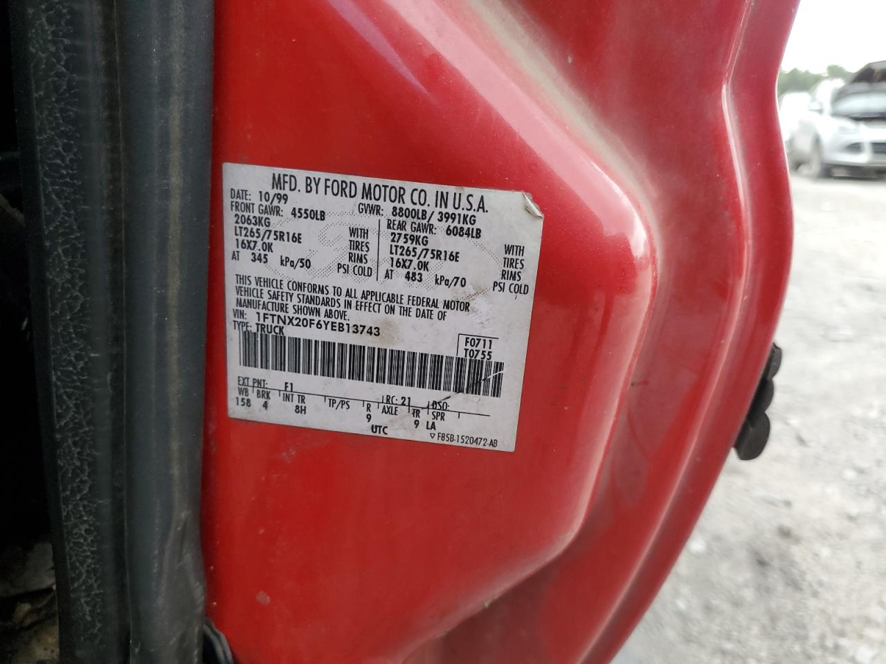 1FTNX20F6YEB13743 2000 Ford F250 Super Duty