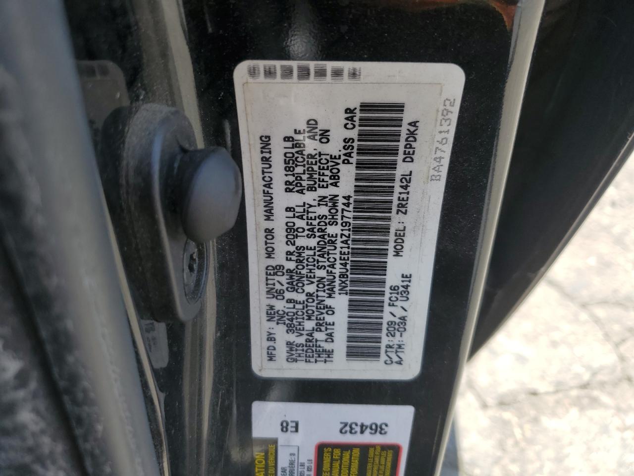 1NXBU4EE1AZ197744 2010 Toyota Corolla Base