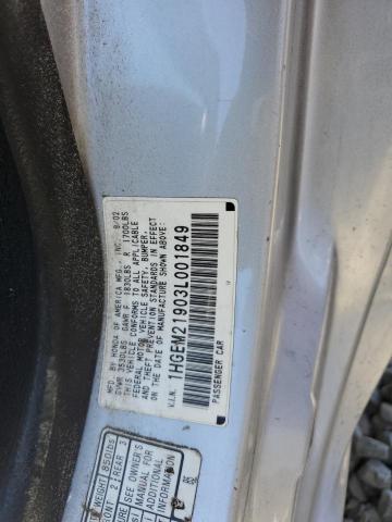 2003 Honda Civic Ex VIN: 1HGEM21903L001849 Lot: 54950904