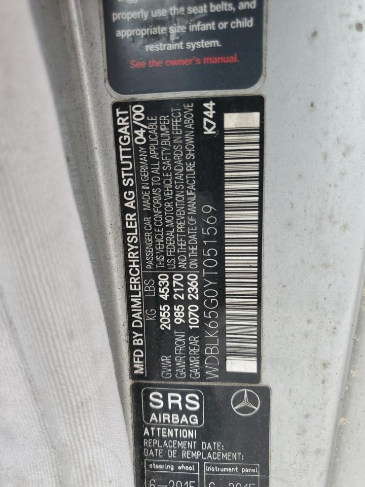 WDBLK65G0YT051569 2000 Mercedes-Benz Clk 320