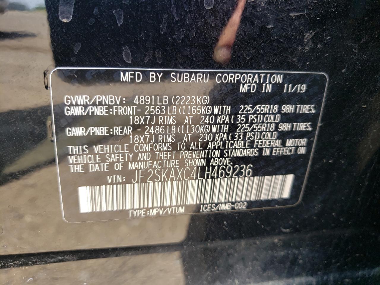 JF2SKAXC4LH469236 2020 Subaru Forester Touring