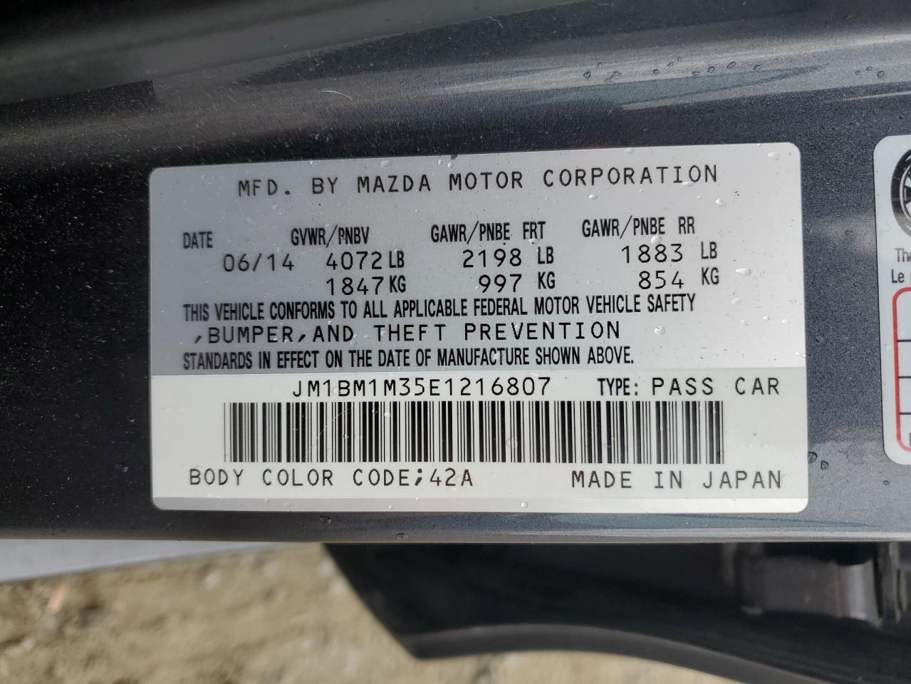 JM1BM1M35E1216807 2014 Mazda 3 Grand Touring