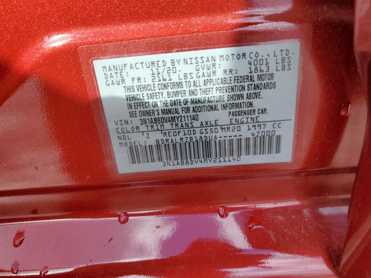 3N1AB8DV4MY211140 2021 Nissan Sentra Sr