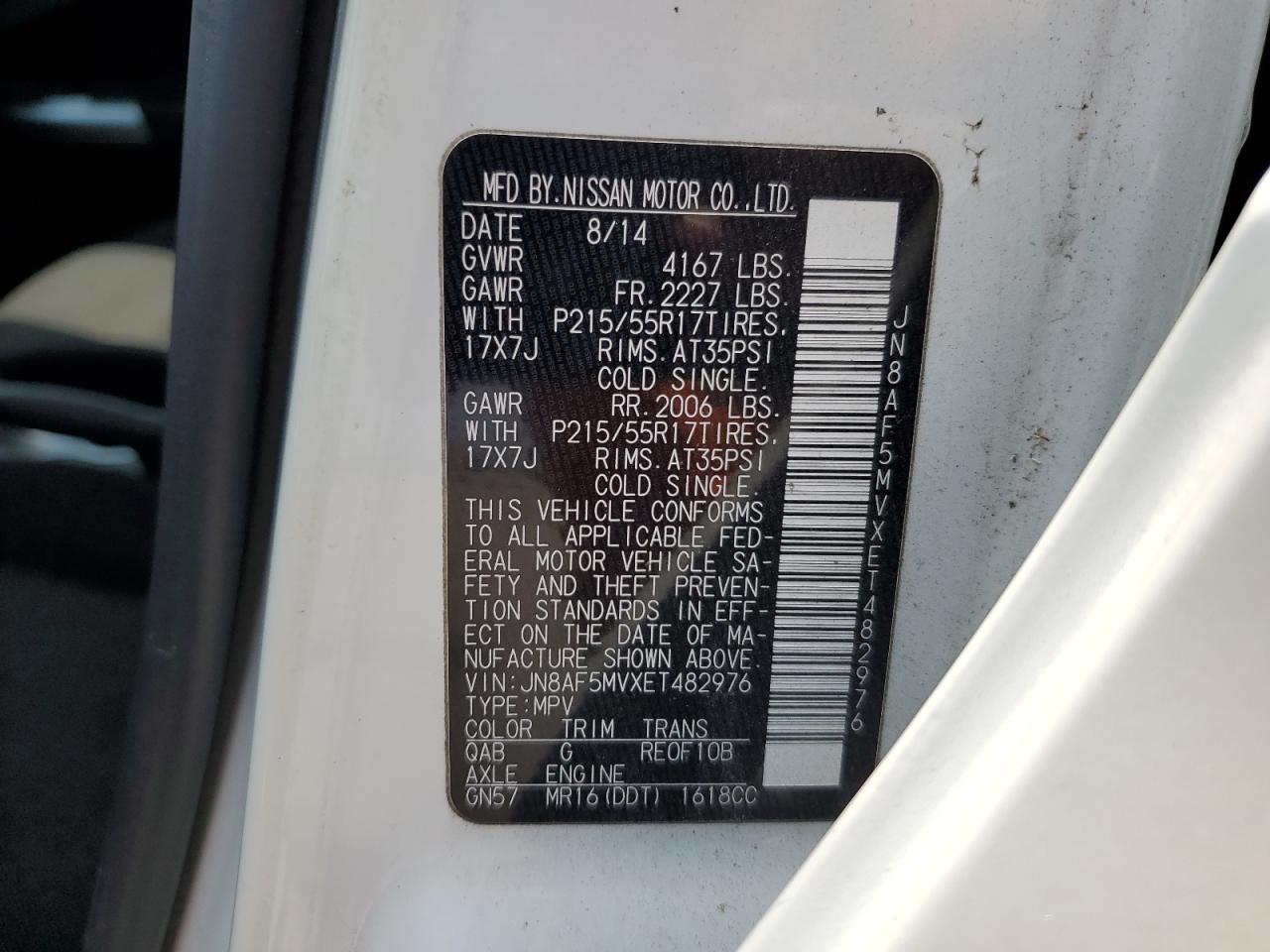 JN8AF5MVXET482976 2014 Nissan Juke S