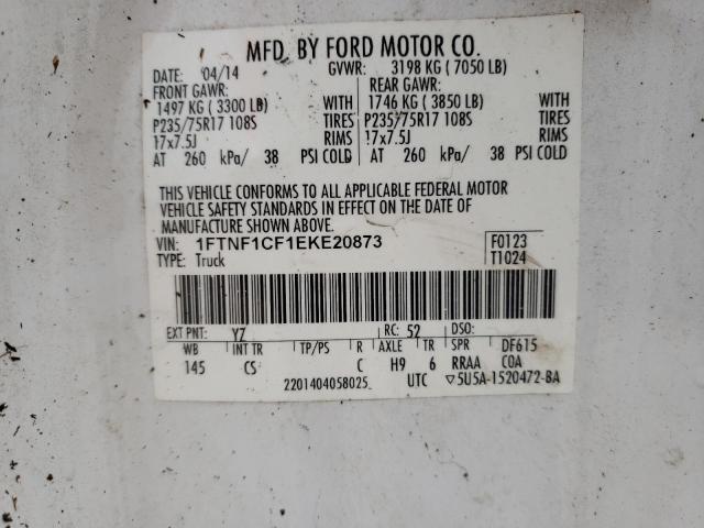 VIN 1FTNF1CF1EKE20873 2014 Ford F-150 no.12