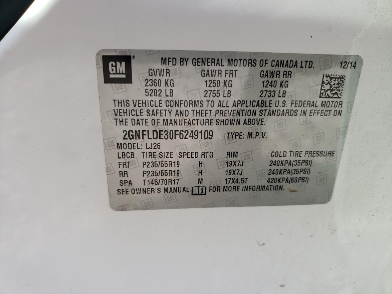 Lot #2962478730 2015 CHEVROLET EQUINOX LT