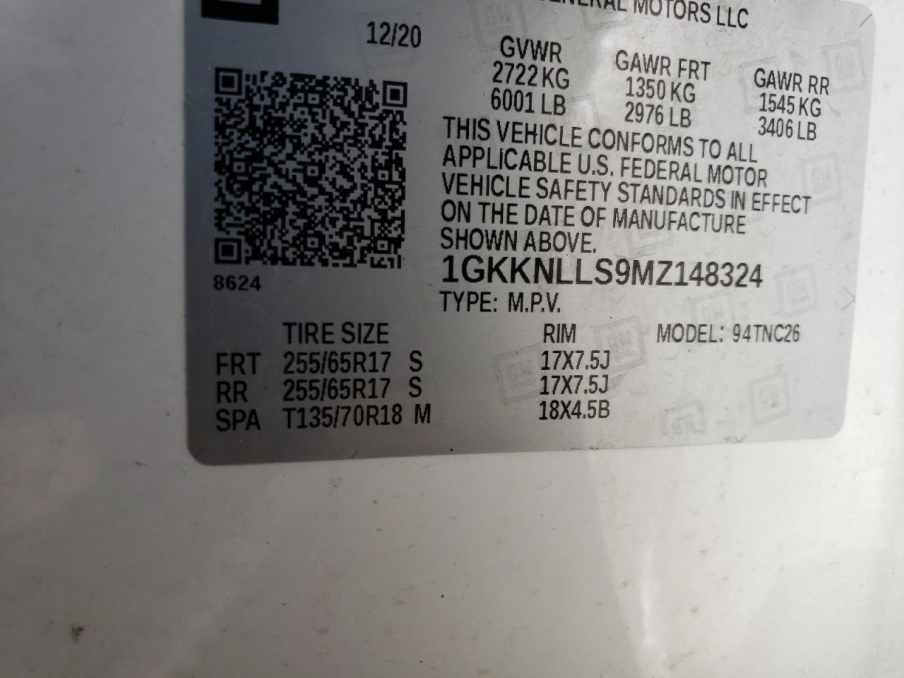1GKKNLLS9MZ148324 2021 GMC Acadia At4
