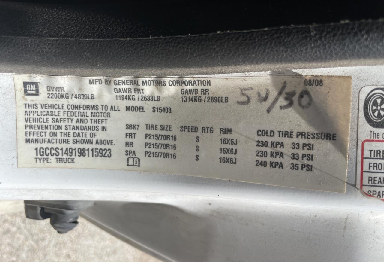 1GCCS149198115923 2009 Chevrolet Colorado