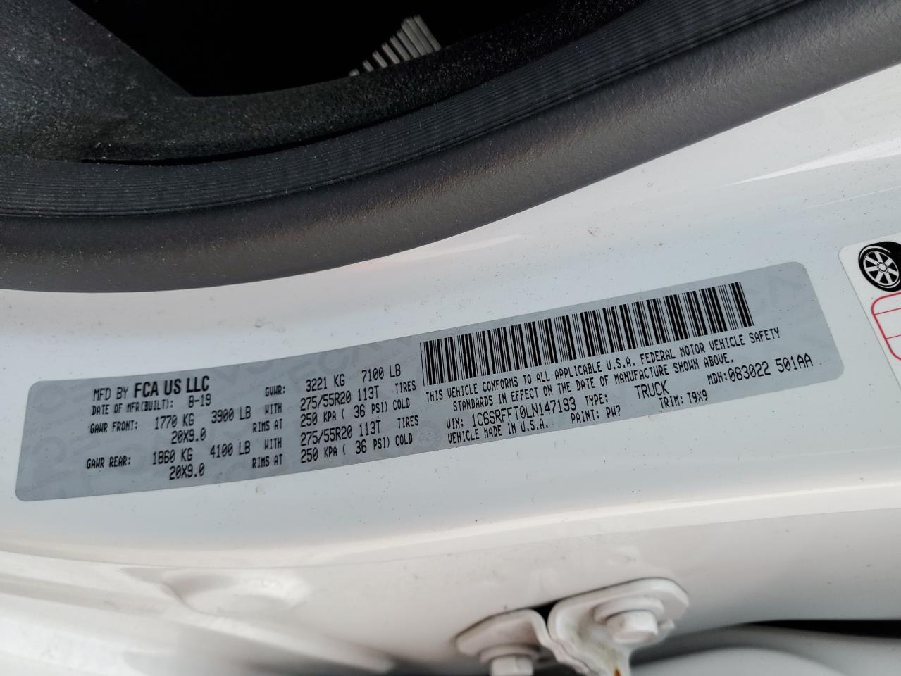 1C6SRFFT0LN147193 2020 Ram 1500 Big Horn/Lone Star