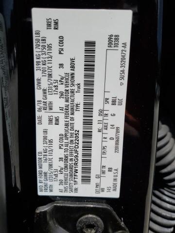 2018 Ford F150 Raptor VIN: 1FTFW1RG9JFD22052 Lot: 54764224