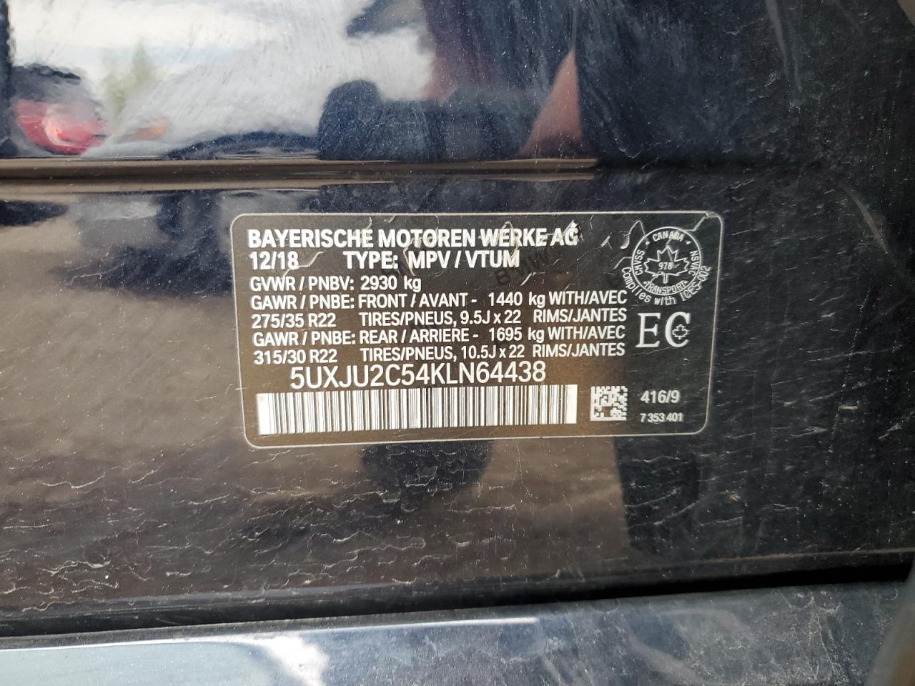 5UXJU2C54KLN64438 2019 BMW X5 xDrive50I