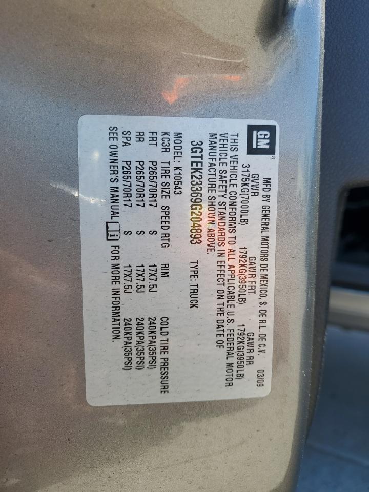 3GTEK23369G204893 2009 GMC Sierra K1500 Sle