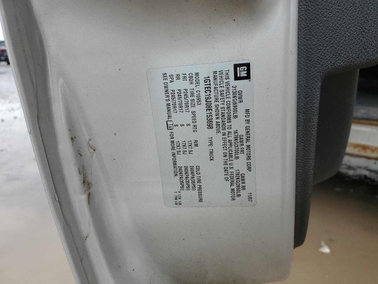 1GTEC19J08E153698 2008 GMC Sierra C1500