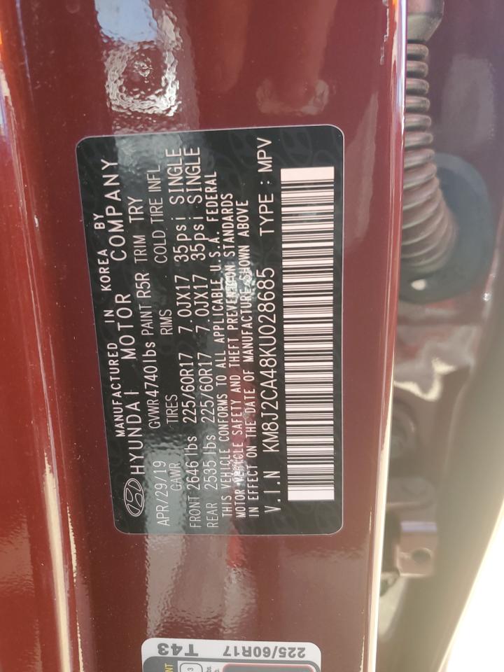 KM8J2CA48KU028685 2019 Hyundai Tucson Se