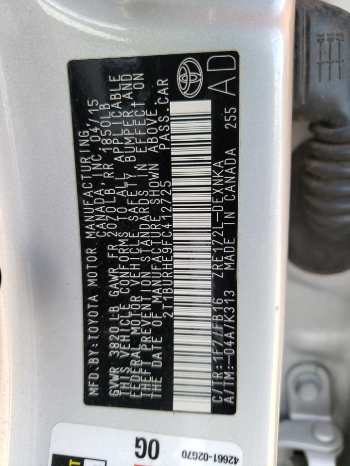 2T1BURHE9FC412725 2015 Toyota Corolla L