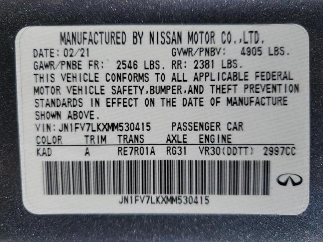 2021 Infiniti Q60 Red Sport 400 VIN: JN1FV7LKXMM530415 Lot: 55007024