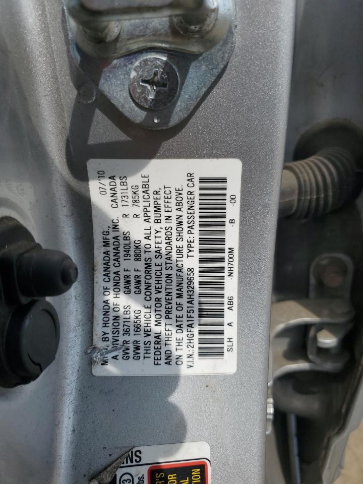 2HGFA1F51AH329658 2010 Honda Civic Lx